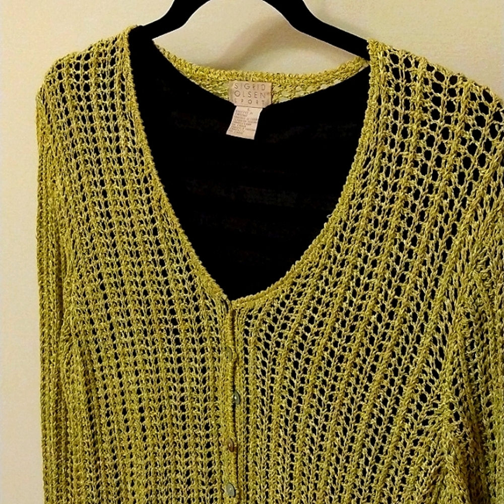 Sigrid Olsen VINTAGE Crochet Silk Sweater ~ Lrg